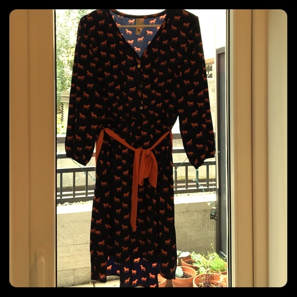 Fun horsey print navy dress
