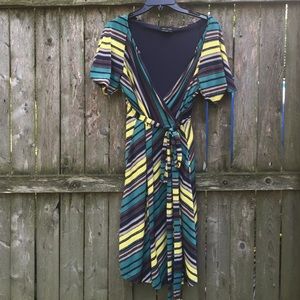 Fun striped wrap dress with pockets