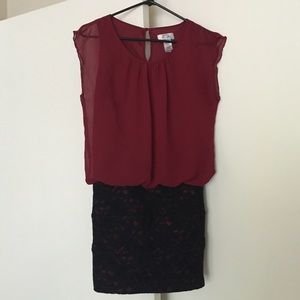 Maroon and black dress