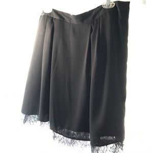 Gap Black Silk Skirt with lace trim