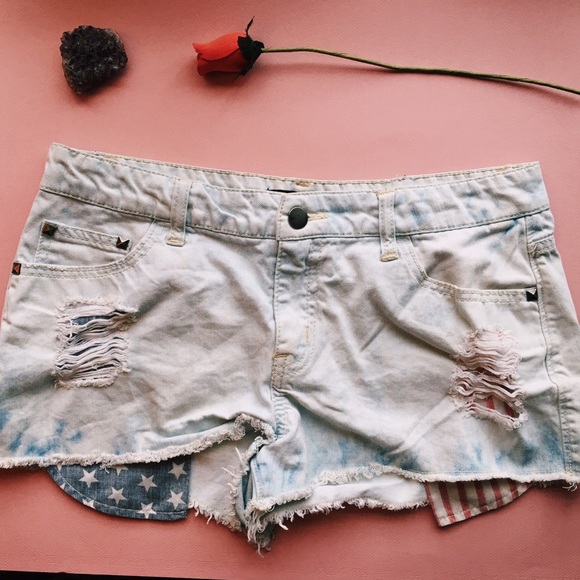 American flag denim shorts✨