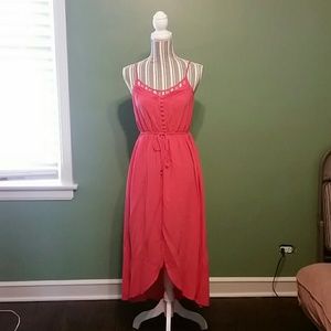 Coral high low dress