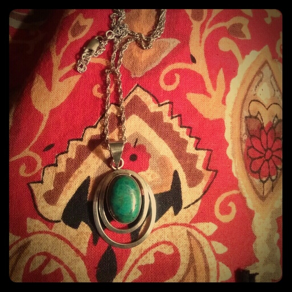 Sterling silver pendant with turquoise(?)