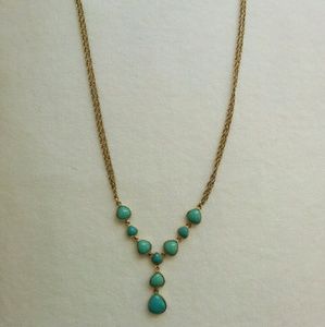Costume jewelry: gold turquoise necklace