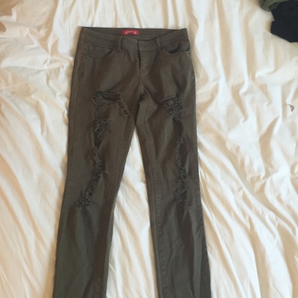 Olive tattered Pants/ size 27