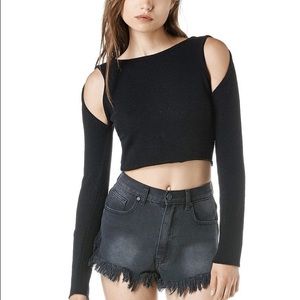 UNIF-- long sleeve crop with cutouts