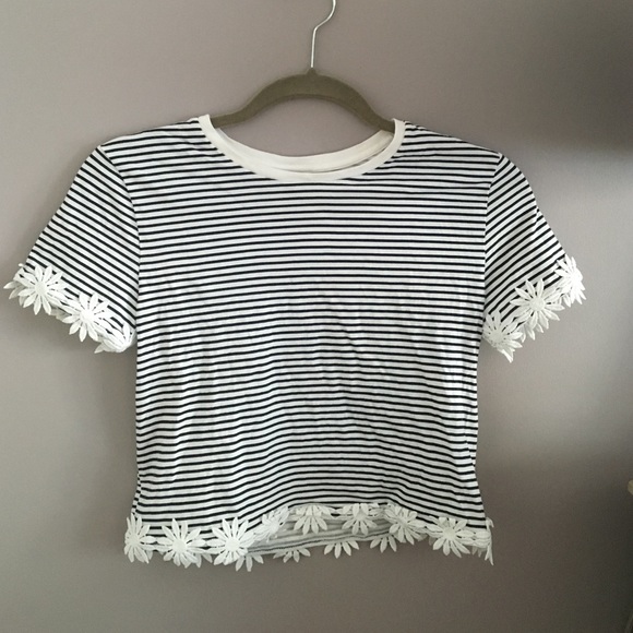 Topshop striped daisy crop top