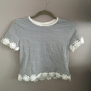 Topshop striped daisy crop top