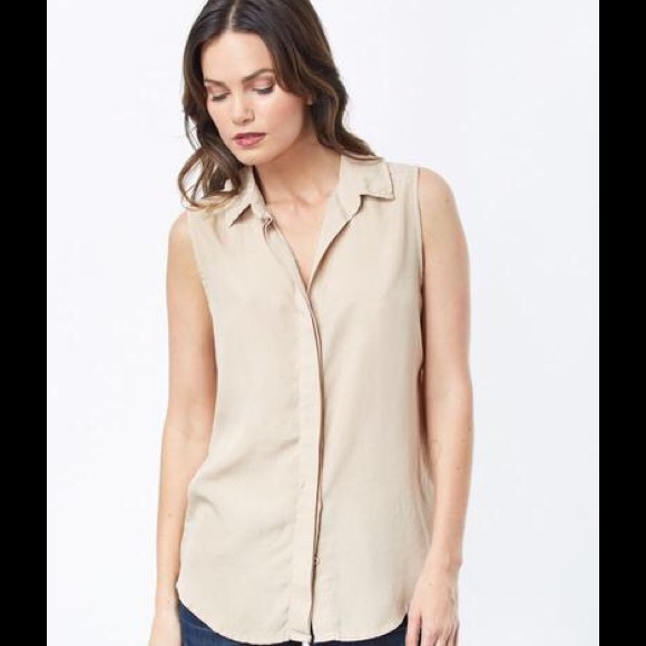 Vina Sleeveless Button Down in Beach Road