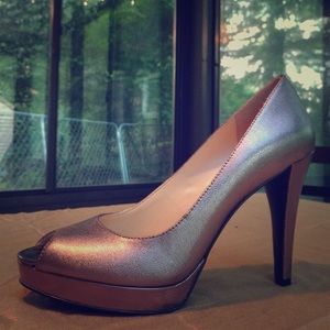 Calvin Klein Sandie Gunmetal Metallic Leather Heel