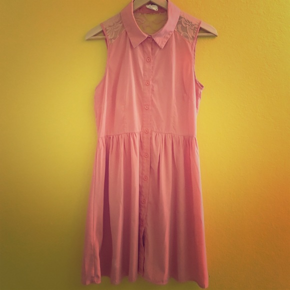 Pink button up dress