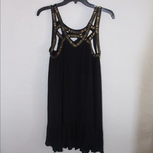 Flowy black dress with gold beading!
