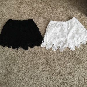 2 Pairs of Lace Crochet Shorts (Black & White)