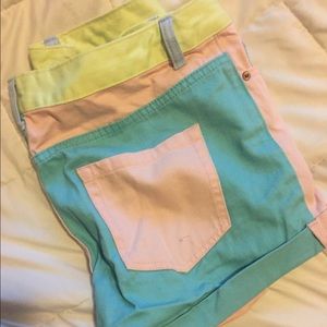 Pastel color block shorts