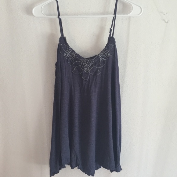 Blue tank with floral print on top ! Size Large