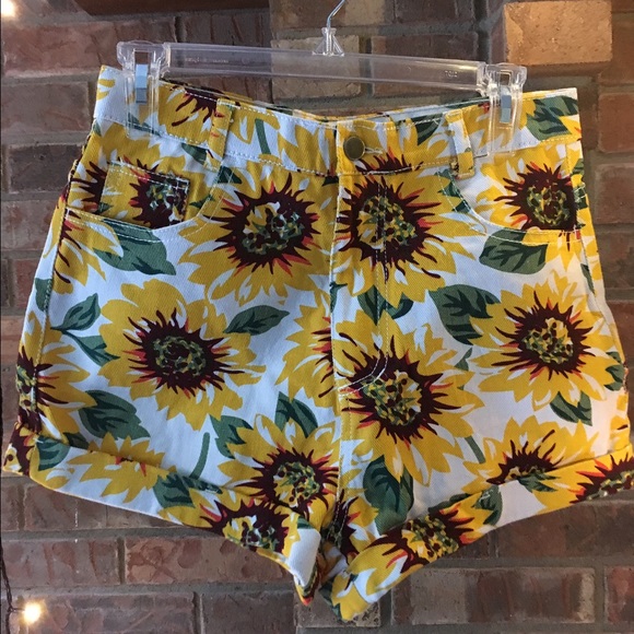 American Apparel Pants - AA high waisted sunflower shorts