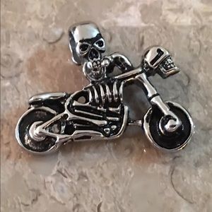 Men Skull Biker Motorcycle Pendant