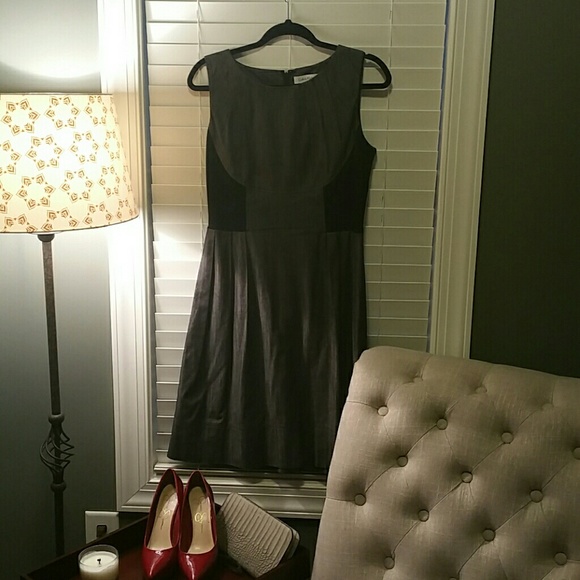 Calvin Klein black chambray, paneled fit &flair