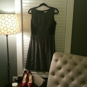 Calvin Klein black chambray, paneled fit &flair