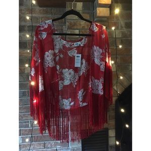 ASOS red floral kimono