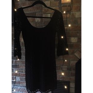 Black crochet dress