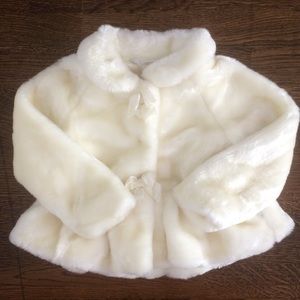 Girls 4T Off-White Faux Fur Dress Coat