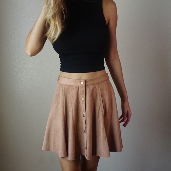 {Last One}-Button Through It Suede Skirt- - Picture 3 of 4