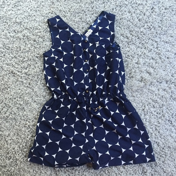 Navy Blue/white Romper w/ pockets
