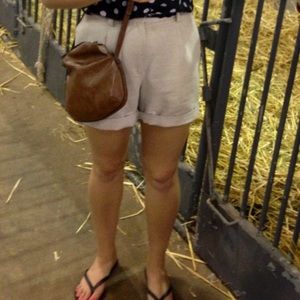 Vintage Style High Waisted Khaki Shorts