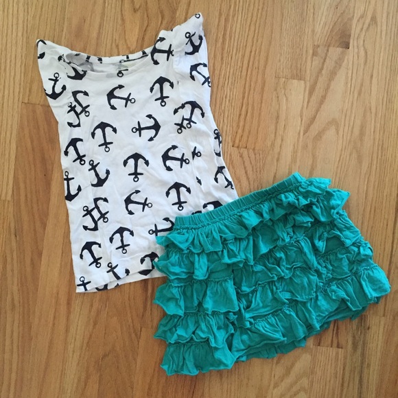 J.crew Crewcuts Anchor top and ruffled skirt set