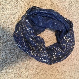 Blue and gold infinity scarf