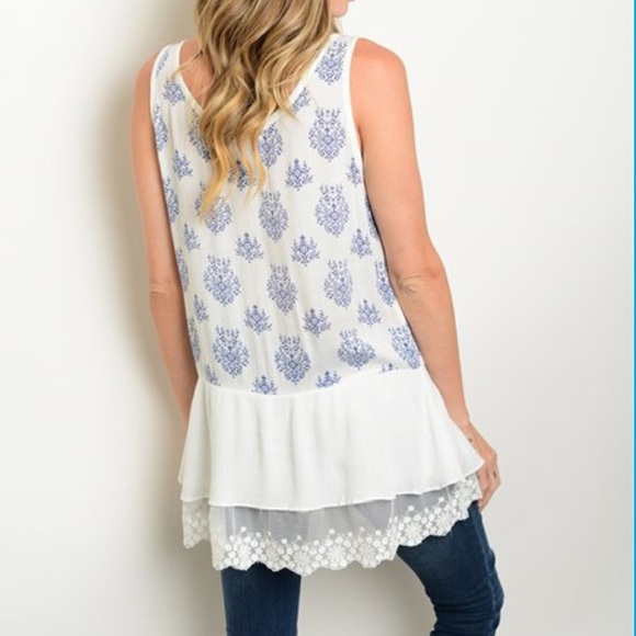 ✳️Sleeveless tunic top with extended ruffle lace - Picture 2 of 4