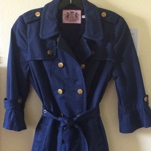 Juicy Couture | Navy Trench Coat with Gold Buttons