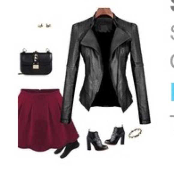 NWT faux leather slimming jacket