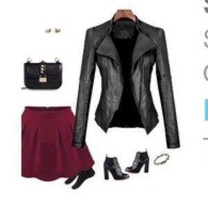 NWT faux leather slimming jacket