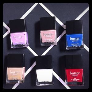 6 BARELY USED BUTTER LONDON NAIL POLISH!!