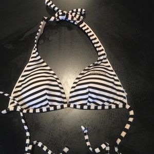 Playboy black and white striped bikini top