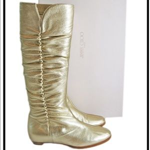 gold flat boots