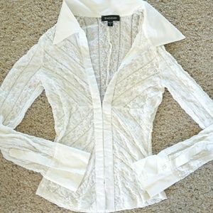 Bebe long sleeve stretchy cotton top