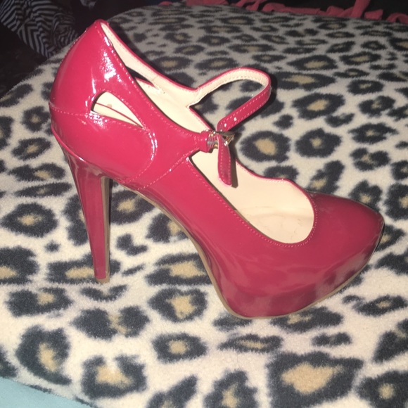 red mary jane platform shoes