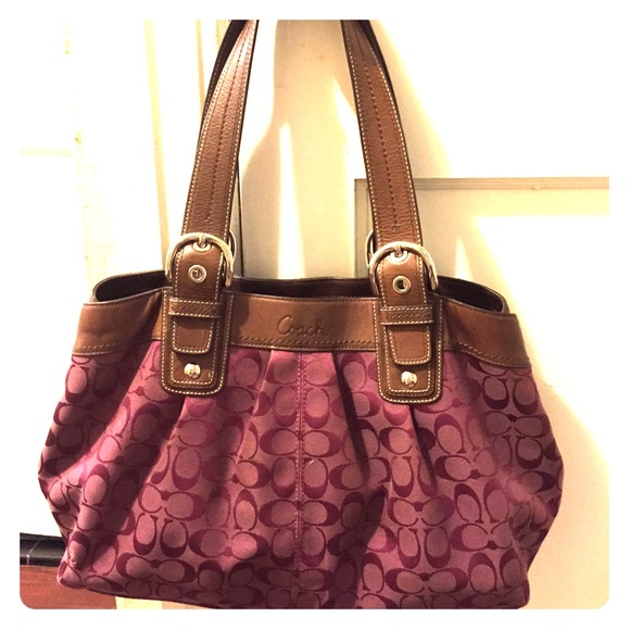 Purple coach shoulder bag