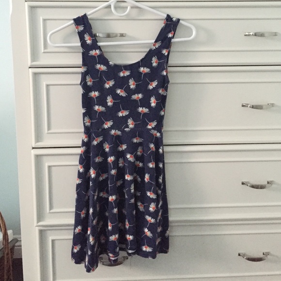 Navy Blue Daisy Skater Dress - Picture 1 of 3