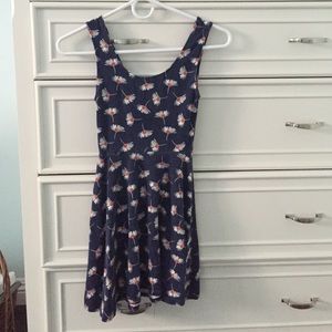 Navy Blue Daisy Skater Dress
