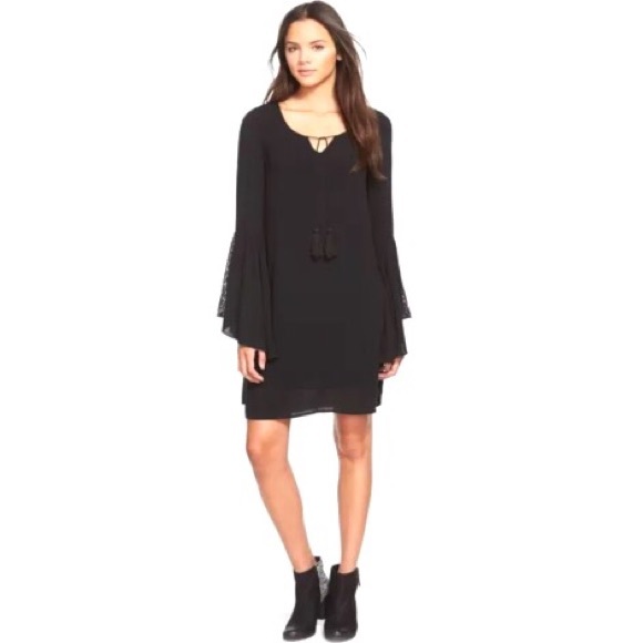 Love, Fire Small Black Boho Lace Bat Wing Dress