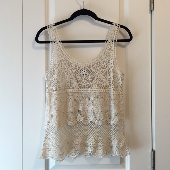 Crocheted Off-White Tank Top - Picture 2 of 4