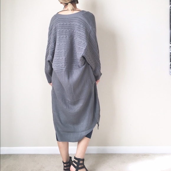 Luxe Gray cocoon cable knit long cardigan - Picture 3 of 4
