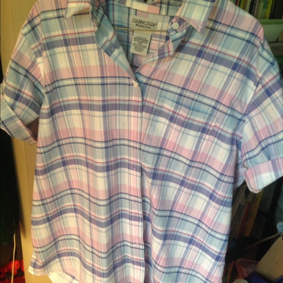 Wrinkle-free Short Sleeve Plaid Cabin Creek Blouse