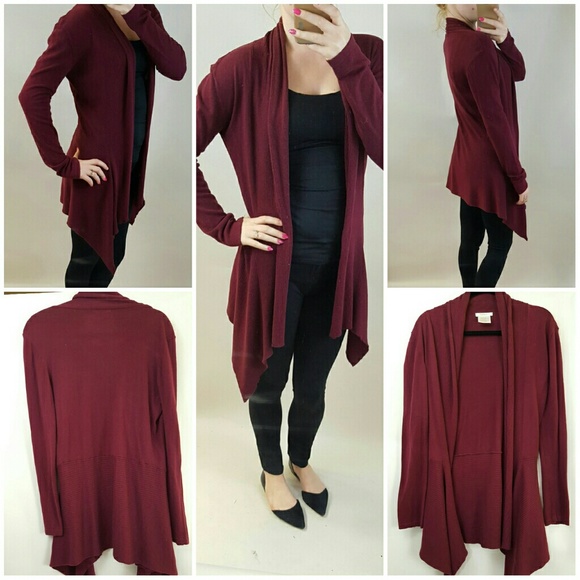 
 Tops - BURGUNDY cardigan high low