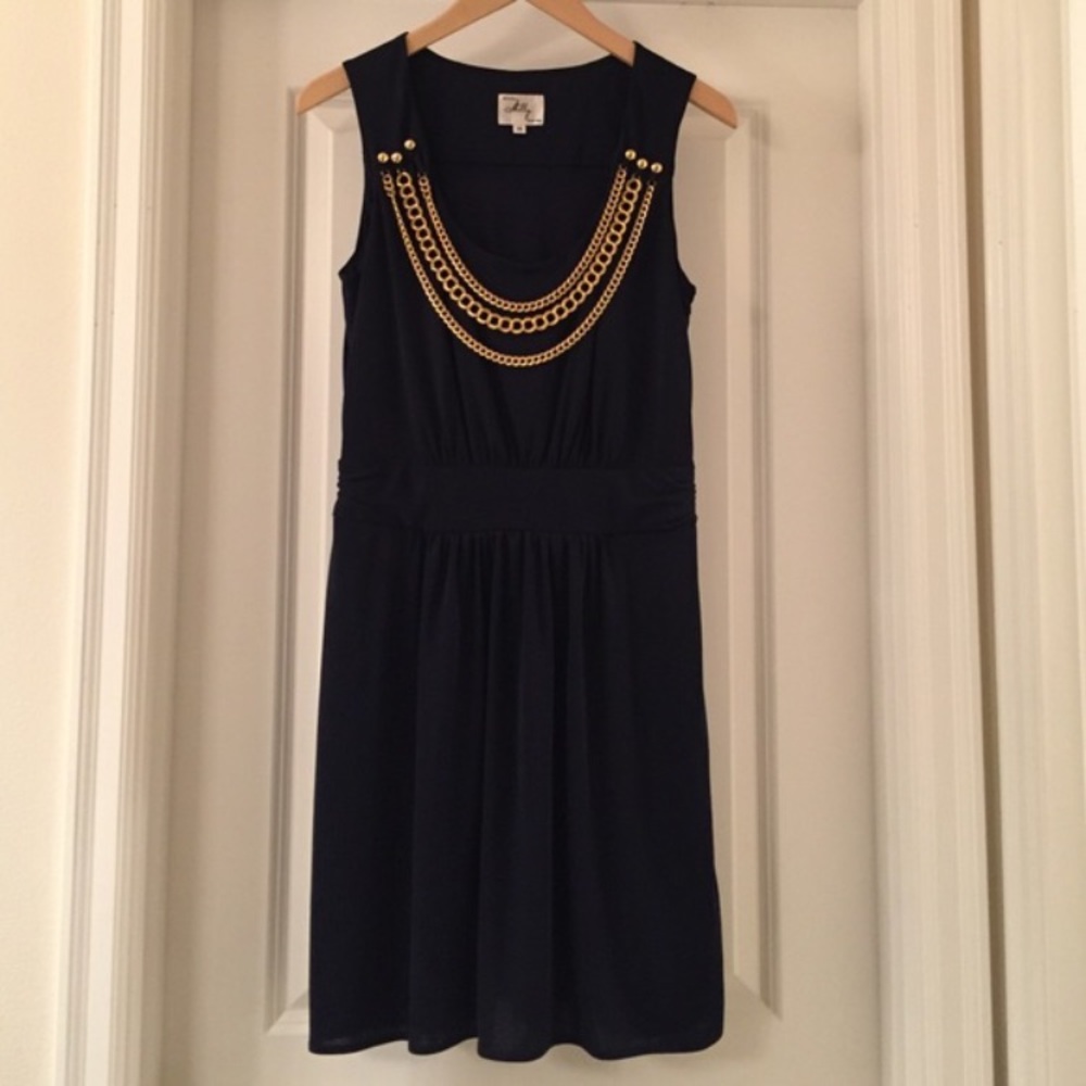 Milly size large navy chain necklace dress