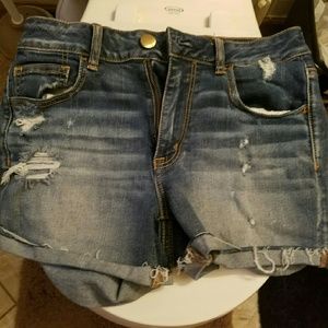 High rise denim shorties
